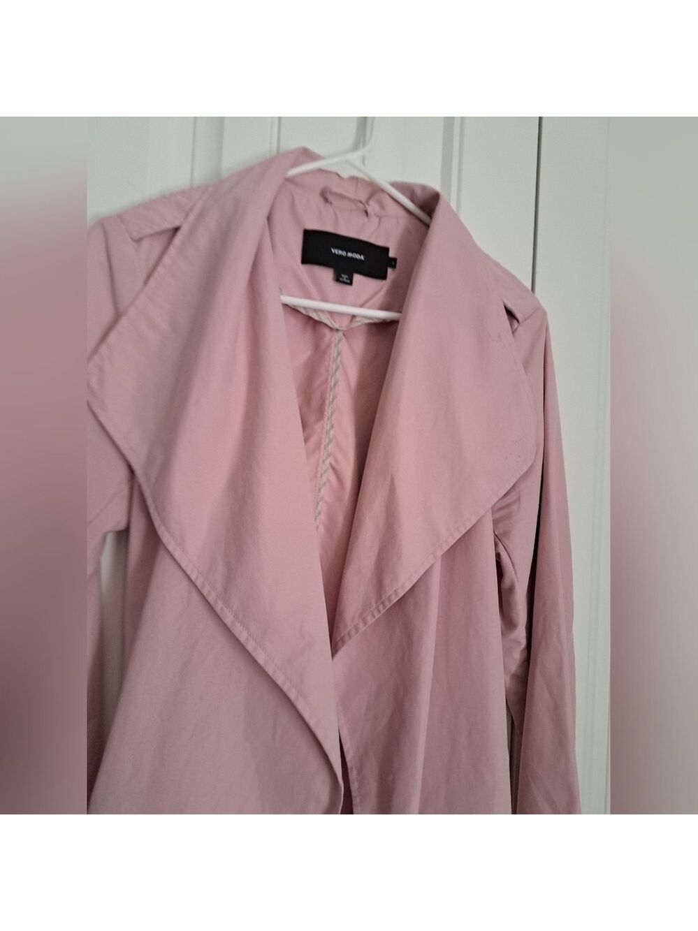 VERO MODE V-MELINES 3/4 TRENCH coat lightweight dusty pink belted coat pockets L - Picture 9 of 10